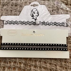 Elegant Black and Silver Choker Set